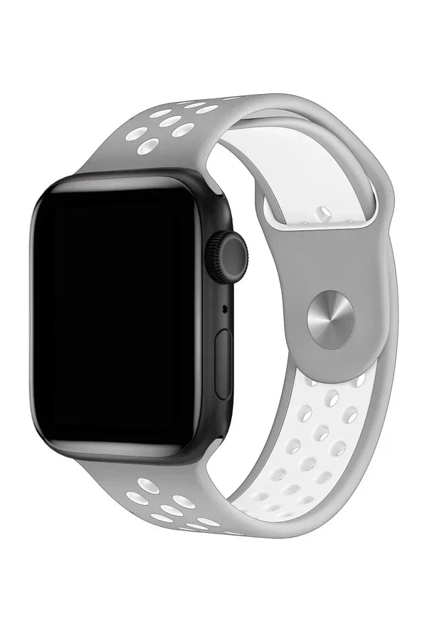 Apple Watch Silicone Band Sport Gray White