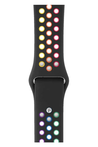 Apple Watch Silicone Band Sport Black Rainbow