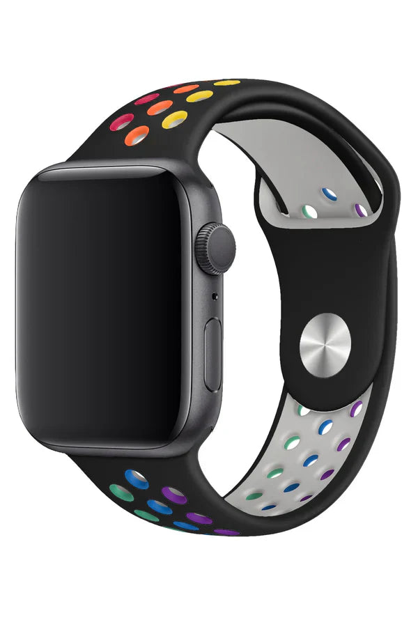 Apple Watch Silicone Band Sport Black Rainbow